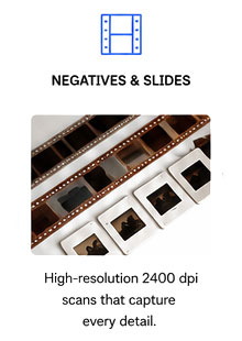 Photographic negatives and slides prepared for high-resolution scanning